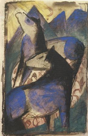 Two Blue Horses (mk34), Franz Marc